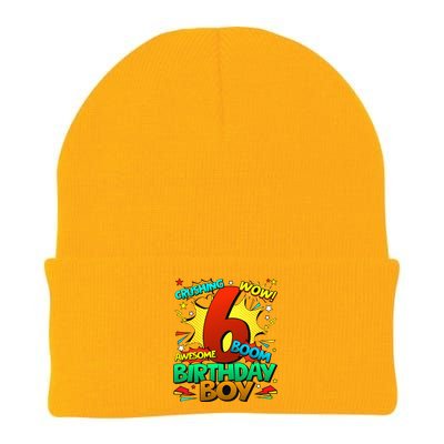 6th Birthday Comic Style 6 Year Old Gifts Knit Cap Winter Beanie