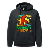 6th Birthday Comic Style 6 Year Old Gifts Performance Fleece Hoodie