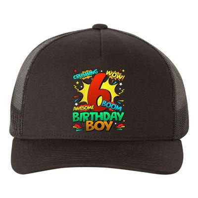 6th Birthday Comic Style 6 Year Old Gifts Yupoong Adult 5-Panel Trucker Hat