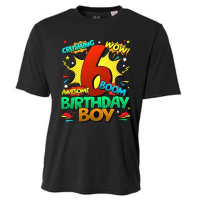 6th Birthday Comic Style 6 Year Old Gifts Cooling Performance Crew T-Shirt