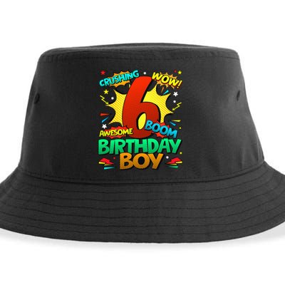 6th Birthday Comic Style 6 Year Old Gifts Sustainable Bucket Hat