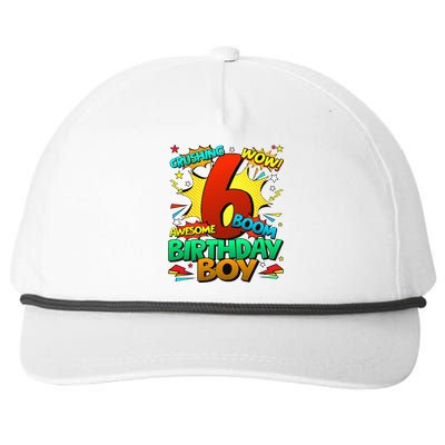 6th Birthday Comic Style 6 Year Old Gifts Snapback Five-Panel Rope Hat