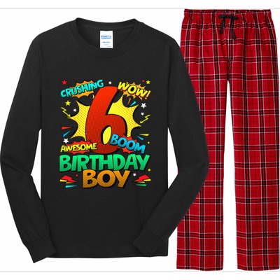 6th Birthday Comic Style 6 Year Old Gifts Long Sleeve Pajama Set