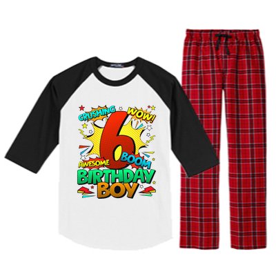 6th Birthday Comic Style 6 Year Old Gifts Raglan Sleeve Pajama Set