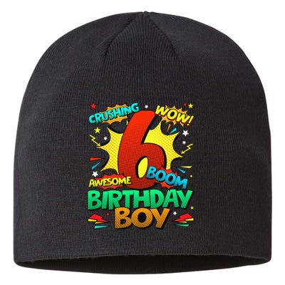 6th Birthday Comic Style 6 Year Old Gifts Sustainable Beanie