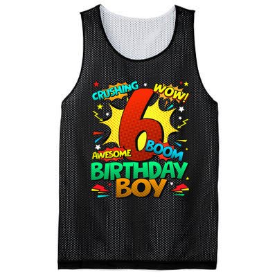 6th Birthday Comic Style 6 Year Old Gifts Mesh Reversible Basketball Jersey Tank