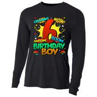 6th Birthday Comic Style 6 Year Old Gifts Cooling Performance Long Sleeve Crew