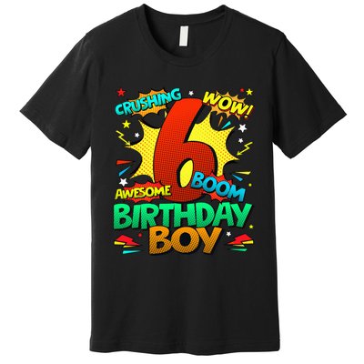 6th Birthday Comic Style 6 Year Old Gifts Premium T-Shirt