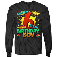 6th Birthday Comic Style 6 Year Old Gifts Tie-Dye Long Sleeve Shirt