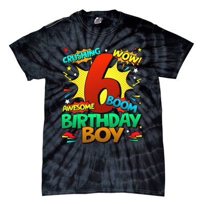 6th Birthday Comic Style 6 Year Old Gifts Tie-Dye T-Shirt