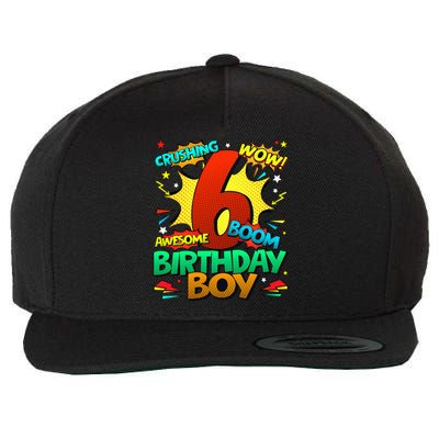 6th Birthday Comic Style 6 Year Old Gifts Wool Snapback Cap