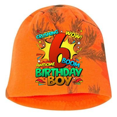 6th Birthday Comic Style 6 Year Old Gifts Kati - Camo Knit Beanie