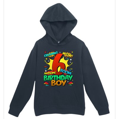 6th Birthday Comic Style 6 Year Old Gifts Urban Pullover Hoodie