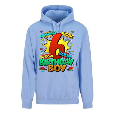 6th Birthday Comic Style 6 Year Old Gifts Unisex Surf Hoodie