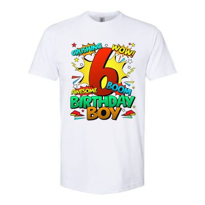 6th Birthday Comic Style 6 Year Old Gifts Softstyle CVC T-Shirt