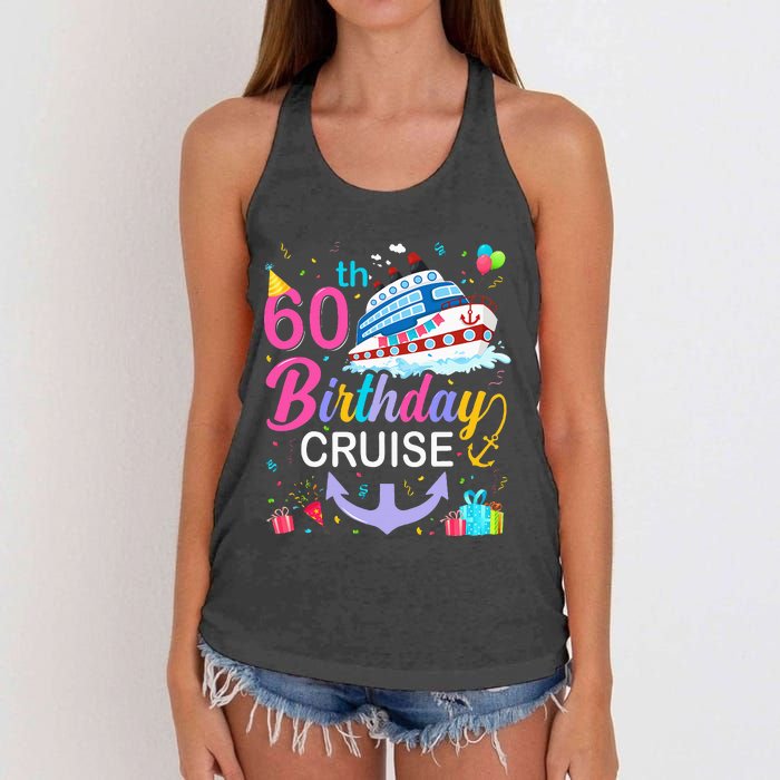 60th Birthday Cruise 60 Years Old Cruising Crew Bday Party Women's Knotted Racerback Tank