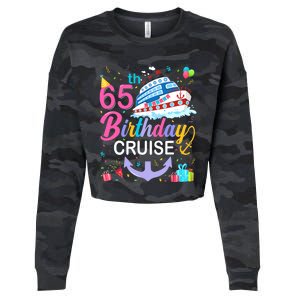 65th Birthday Cruise 65 Years Old Cruising Crew Bday Party Cropped Pullover Crew