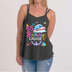 65th Birthday Cruise 65 Years Old Cruising Crew Bday Party Women's Strappy Tank