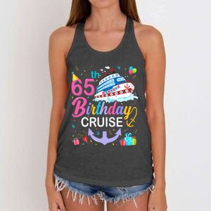 65th Birthday Cruise 65 Years Old Cruising Crew Bday Party Women's Knotted Racerback Tank