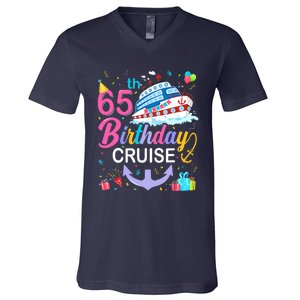 65th Birthday Cruise 65 Years Old Cruising Crew Bday Party V-Neck T-Shirt