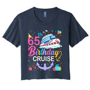 65th Birthday Cruise 65 Years Old Cruising Crew Bday Party Women's Crop Top Tee