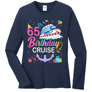 65th Birthday Cruise 65 Years Old Cruising Crew Bday Party Ladies Long Sleeve Shirt