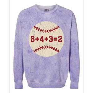 6+4+3=2 Baseball Double Play Retro Funny Baseball Player Colorblast Crewneck Sweatshirt