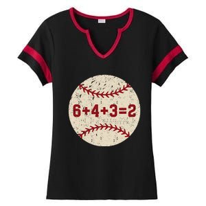 6+4+3=2 Baseball Double Play Retro Funny Baseball Player Ladies Halftime Notch Neck Tee