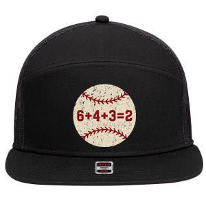 6+4+3=2 Baseball Double Play Retro Funny Baseball Player 7 Panel Mesh Trucker Snapback Hat