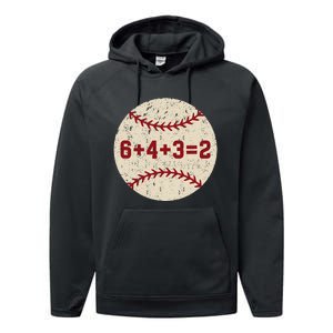 6+4+3=2 Baseball Double Play Retro Funny Baseball Player Performance Fleece Hoodie