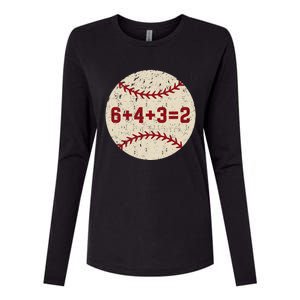 6+4+3=2 Baseball Double Play Retro Funny Baseball Player Womens Cotton Relaxed Long Sleeve T-Shirt