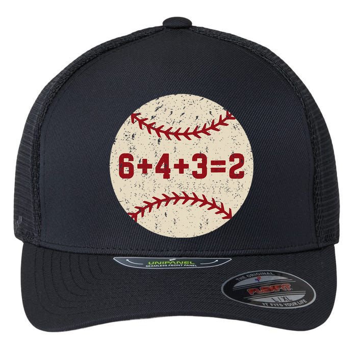 6+4+3=2 Baseball Double Play Retro Funny Baseball Player Flexfit Unipanel Trucker Cap