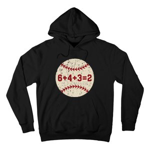 6+4+3=2 Baseball Double Play Retro Funny Baseball Player Hoodie