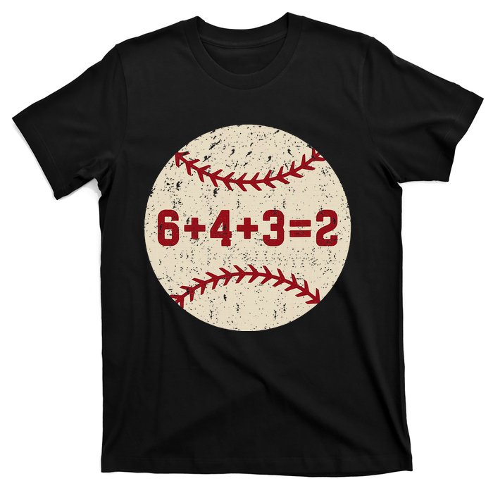 6+4+3=2 Baseball Double Play Retro Funny Baseball Player T-Shirt