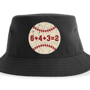 6+4+3=2 Baseball Double Play Retro Funny Baseball Player Sustainable Bucket Hat