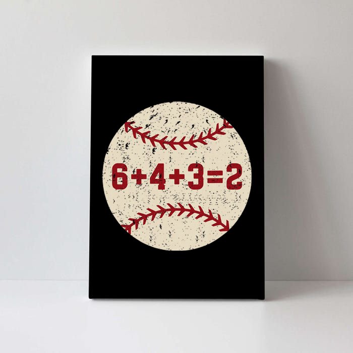 6+4+3=2 Baseball Double Play Retro Funny Baseball Player Canvas