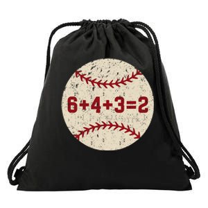 6+4+3=2 Baseball Double Play Retro Funny Baseball Player Drawstring Bag