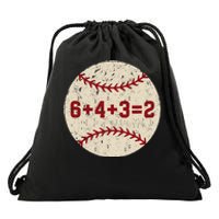 6+4+3=2 Baseball Double Play Retro Funny Baseball Player Drawstring Bag