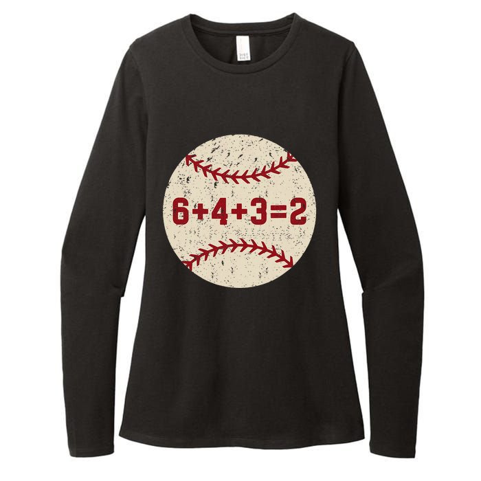 6+4+3=2 Baseball Double Play Retro Funny Baseball Player Womens CVC Long Sleeve Shirt