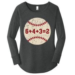 6+4+3=2 Baseball Double Play Retro Funny Baseball Player Women's Perfect Tri Tunic Long Sleeve Shirt