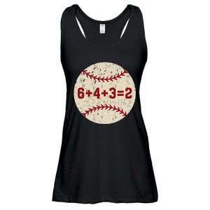 6+4+3=2 Baseball Double Play Retro Funny Baseball Player Ladies Essential Flowy Tank