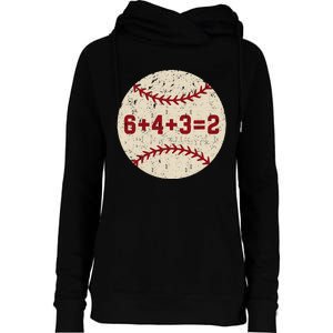 6+4+3=2 Baseball Double Play Retro Funny Baseball Player Womens Funnel Neck Pullover Hood