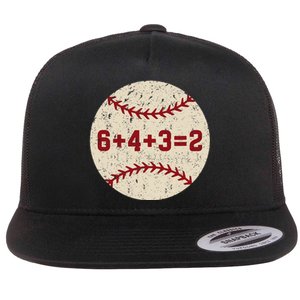 6+4+3=2 Baseball Double Play Retro Funny Baseball Player Flat Bill Trucker Hat