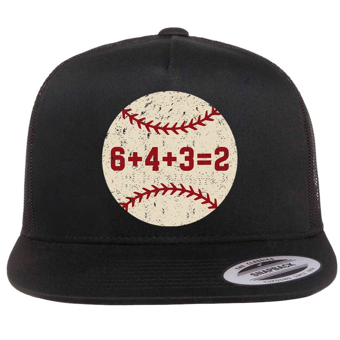 6+4+3=2 Baseball Double Play Retro Funny Baseball Player Flat Bill Trucker Hat