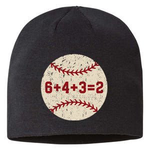 6+4+3=2 Baseball Double Play Retro Funny Baseball Player Sustainable Beanie