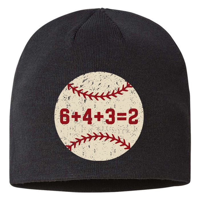 6+4+3=2 Baseball Double Play Retro Funny Baseball Player Sustainable Beanie