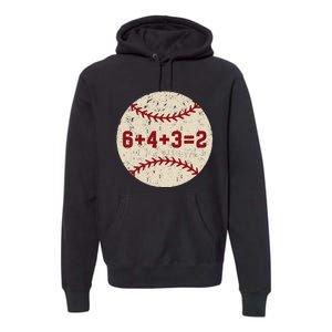 6+4+3=2 Baseball Double Play Retro Funny Baseball Player Premium Hoodie