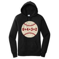 6+4+3=2 Baseball Double Play Retro Funny Baseball Player Women's Pullover Hoodie