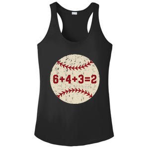 6+4+3=2 Baseball Double Play Retro Funny Baseball Player Ladies PosiCharge Competitor Racerback Tank