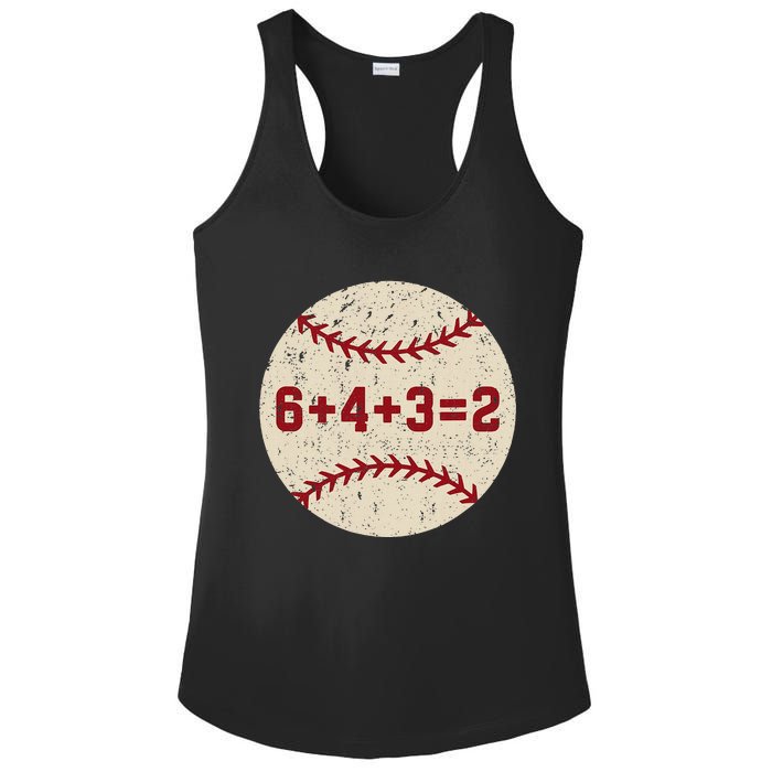 6+4+3=2 Baseball Double Play Retro Funny Baseball Player Ladies PosiCharge Competitor Racerback Tank